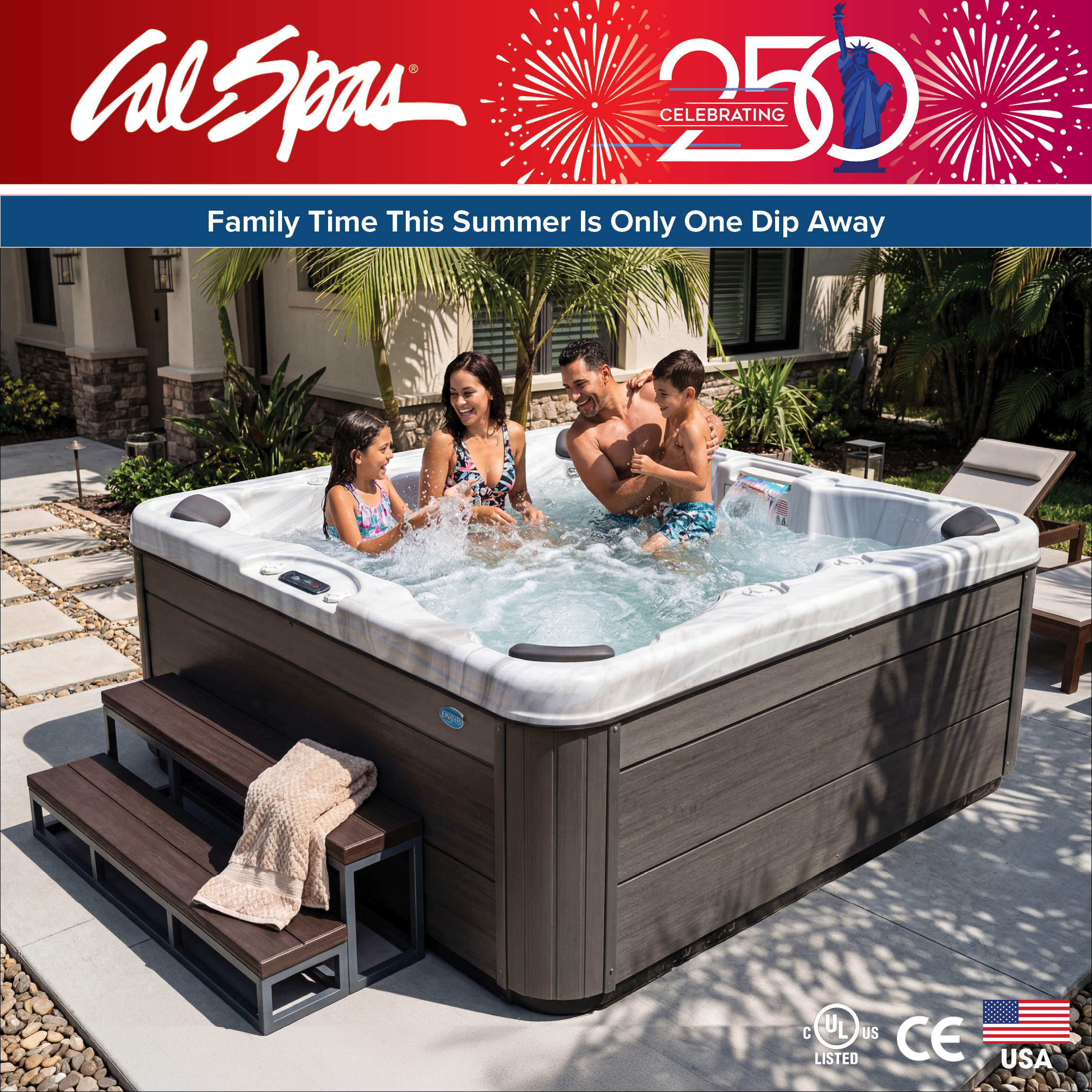 Calspas hot tub being used in a family setting - Yakima